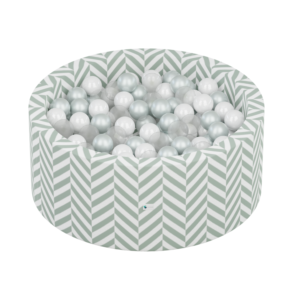 Herringbone Sage - Pearl, Porcelain, Clear Balls