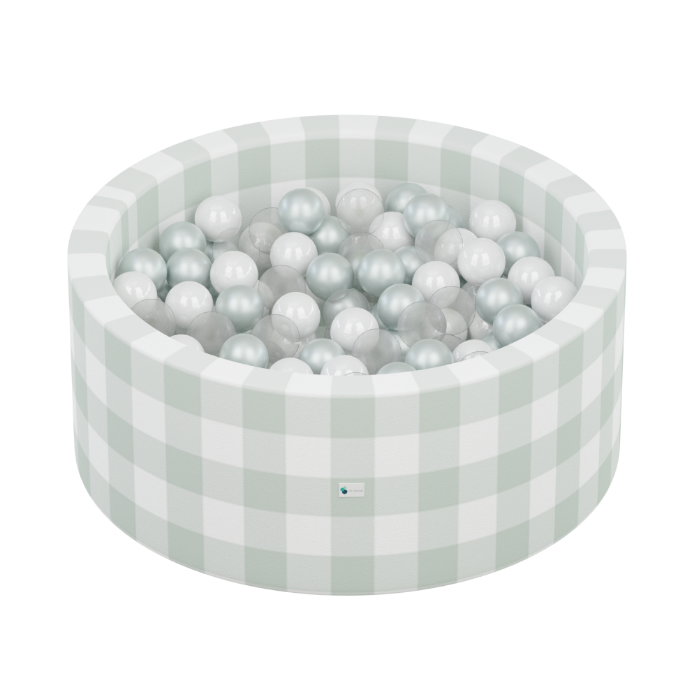 Gingham Sage - Pearl, Porcelain, Clear Balls